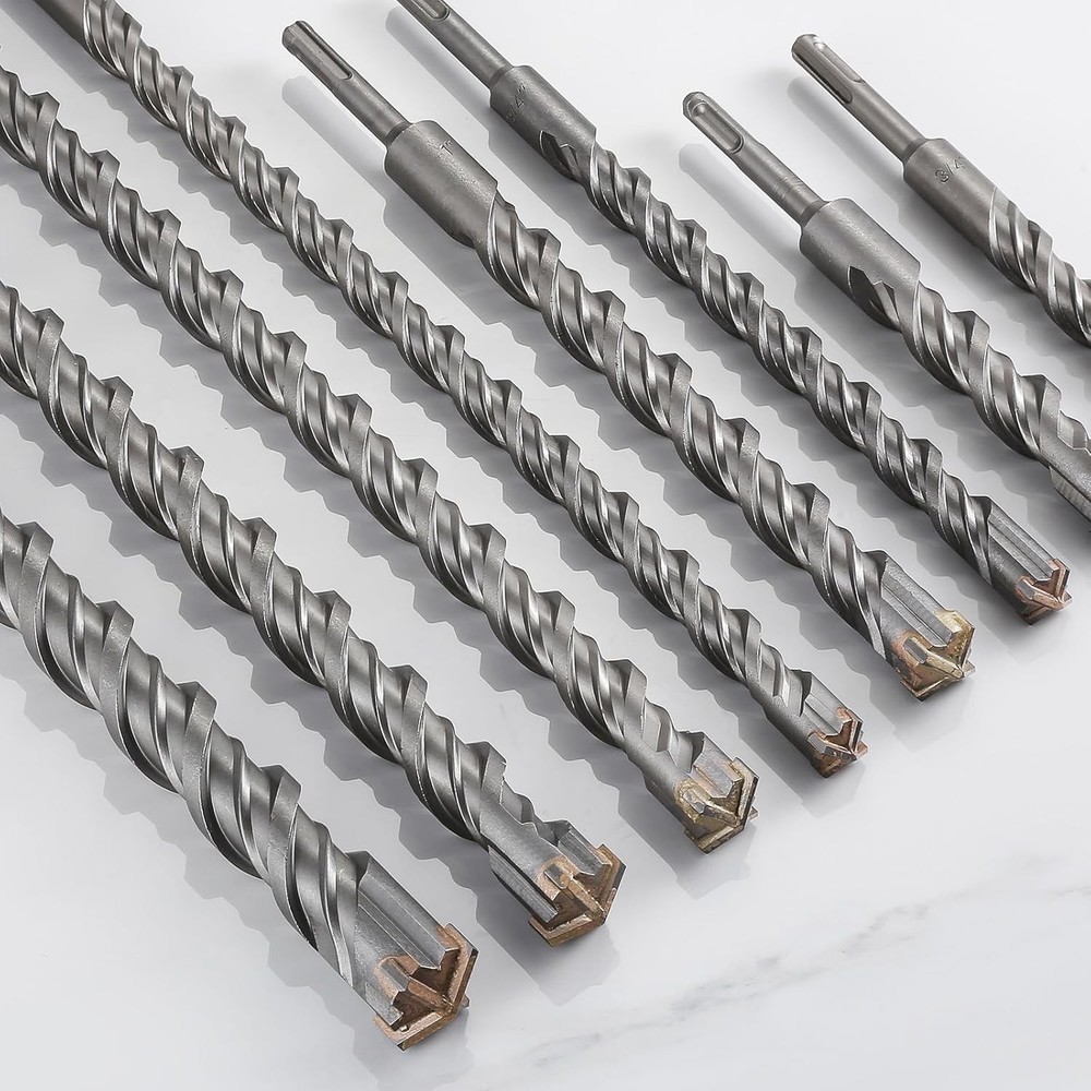 5pcs 5/32" X 6"-4" Concrete Drill Bits, Cross-Type Double Thread Carbide 5/32