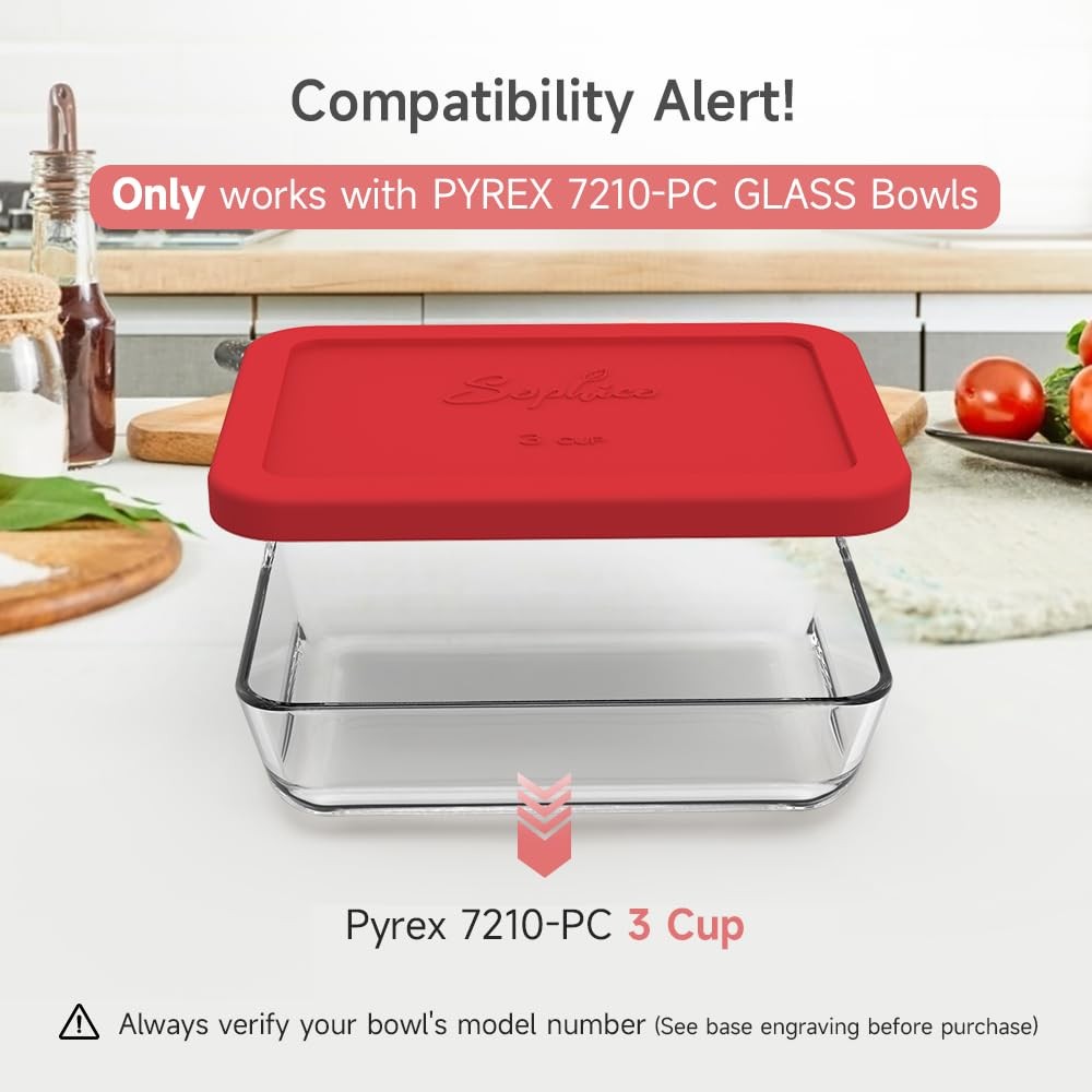 Sophico 3 Cup Rectangle Silicone Storage Cover Lids Replacement RED - 2 PACK