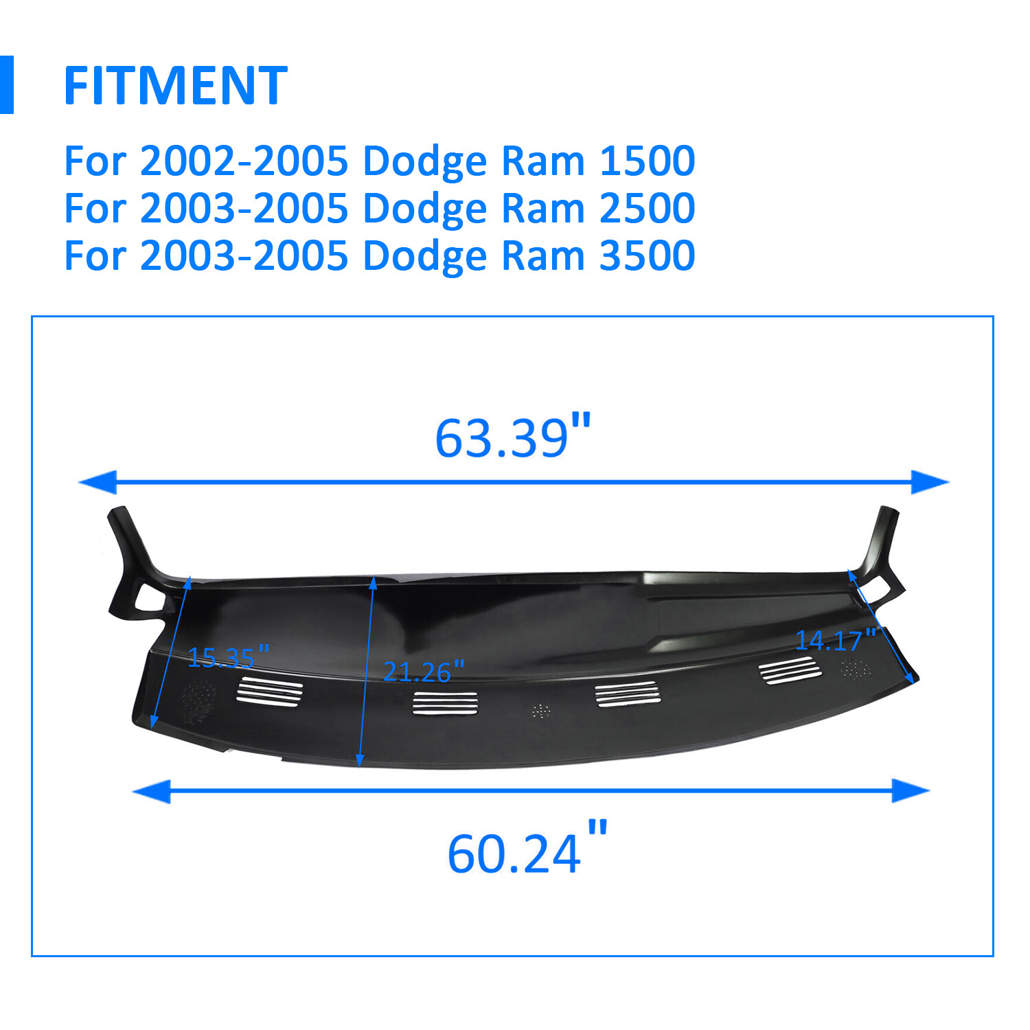 Molded Dash Cover Overlay W/Free Adhesive For Dodge Ram 1500/2500/3500 2002-2005