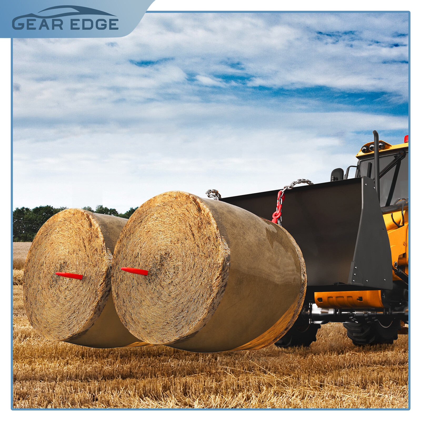 Dual Hay Bale Spear 49" 3000lb Front Skid Steer Loader Tractor Bucket Attachment