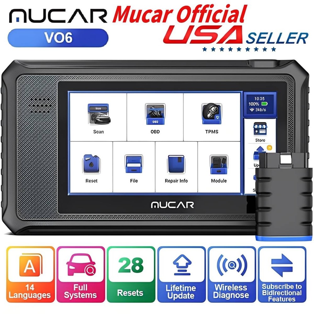 MUCAR VO6 All Systems Auto Diagnostic Scanner OBD2 Scanner E-CU Coding 28 Resets