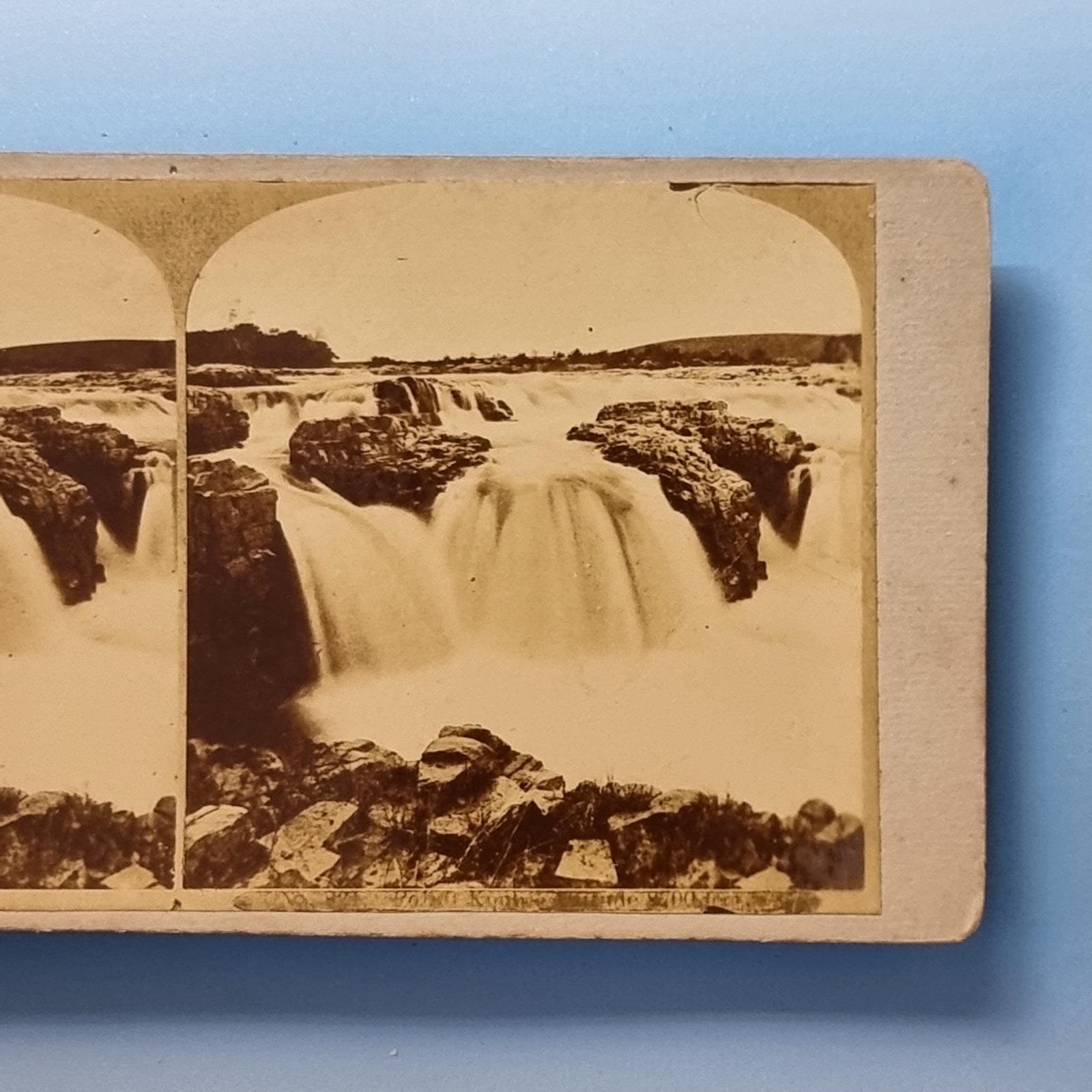 Sioux Falls S.D Stereoview C1895 Real Photo America The Big Waterfall On River
