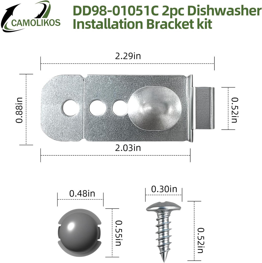 2pc DD98-01051C Dishwasher Installation Bracket kit Compatible with Samsung