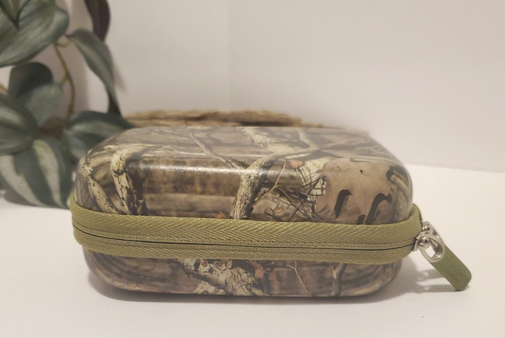 Small MacBeth Camo Hard Cover Zip Up Wallet or Camera Case w Mesh Insert
