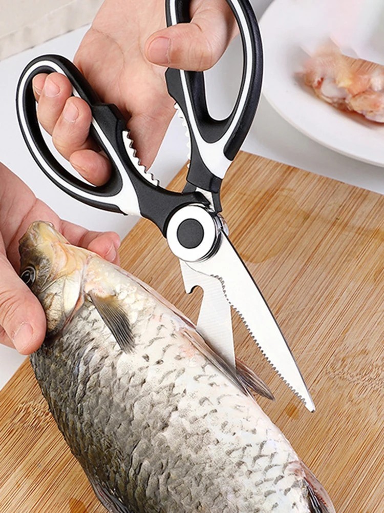Multifunctional stainless kitchen scissors for fish, veggies, meat bones