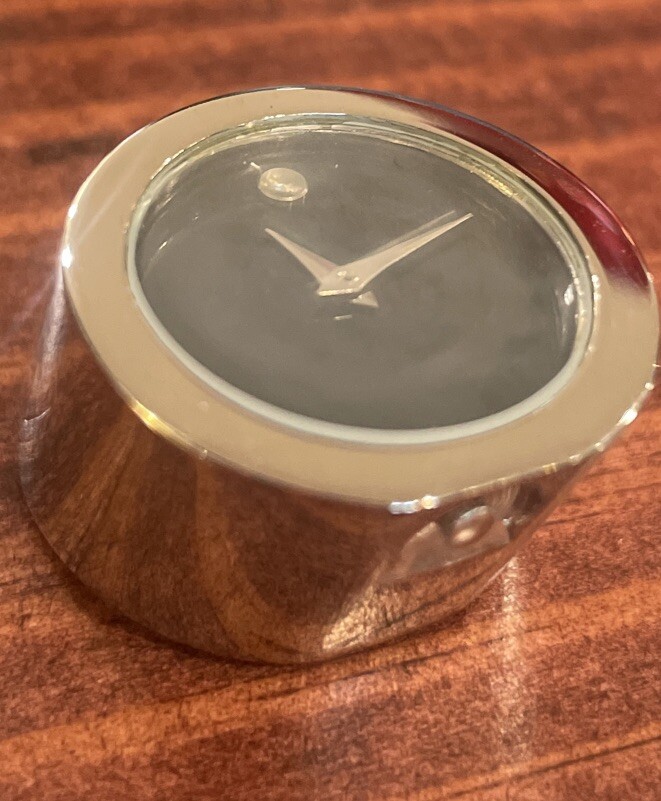 MOVADO MINIATURE STAINLESS DESK CLOCK | COLOR: SILVER