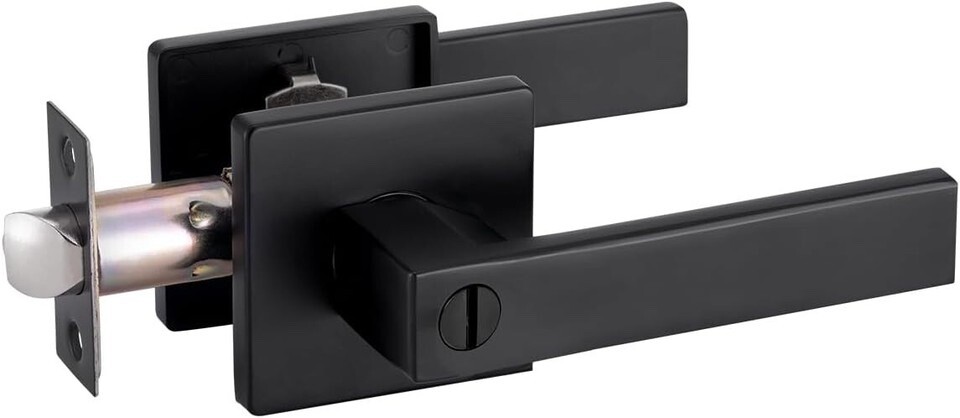Matt Black Door Lever Privacy Passage Dummy Handle Interior Square Knobs Keyless
