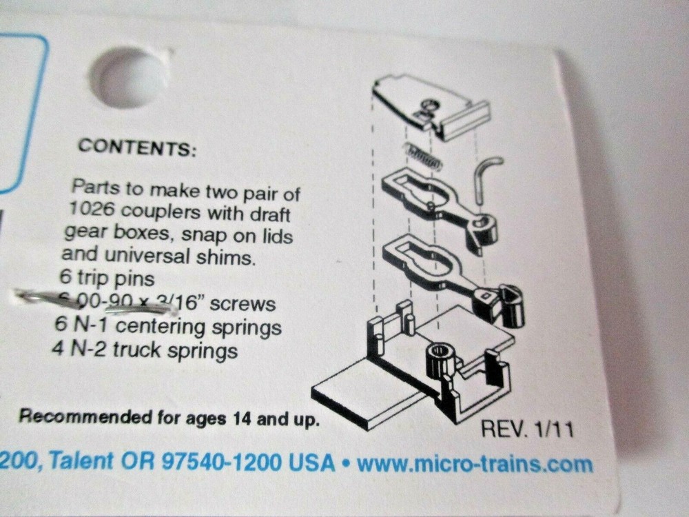 Micro-Trains Stock #00102013 (1026) Unassembled Body Mount Adaptor Draft Gear