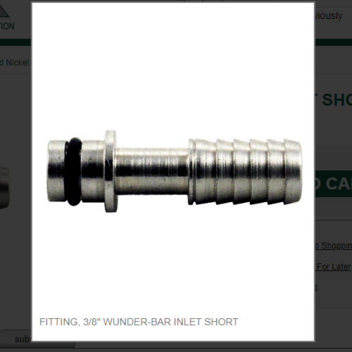 FITTING, 3/8" WUNDER-BAR INLET SHORT # 3056