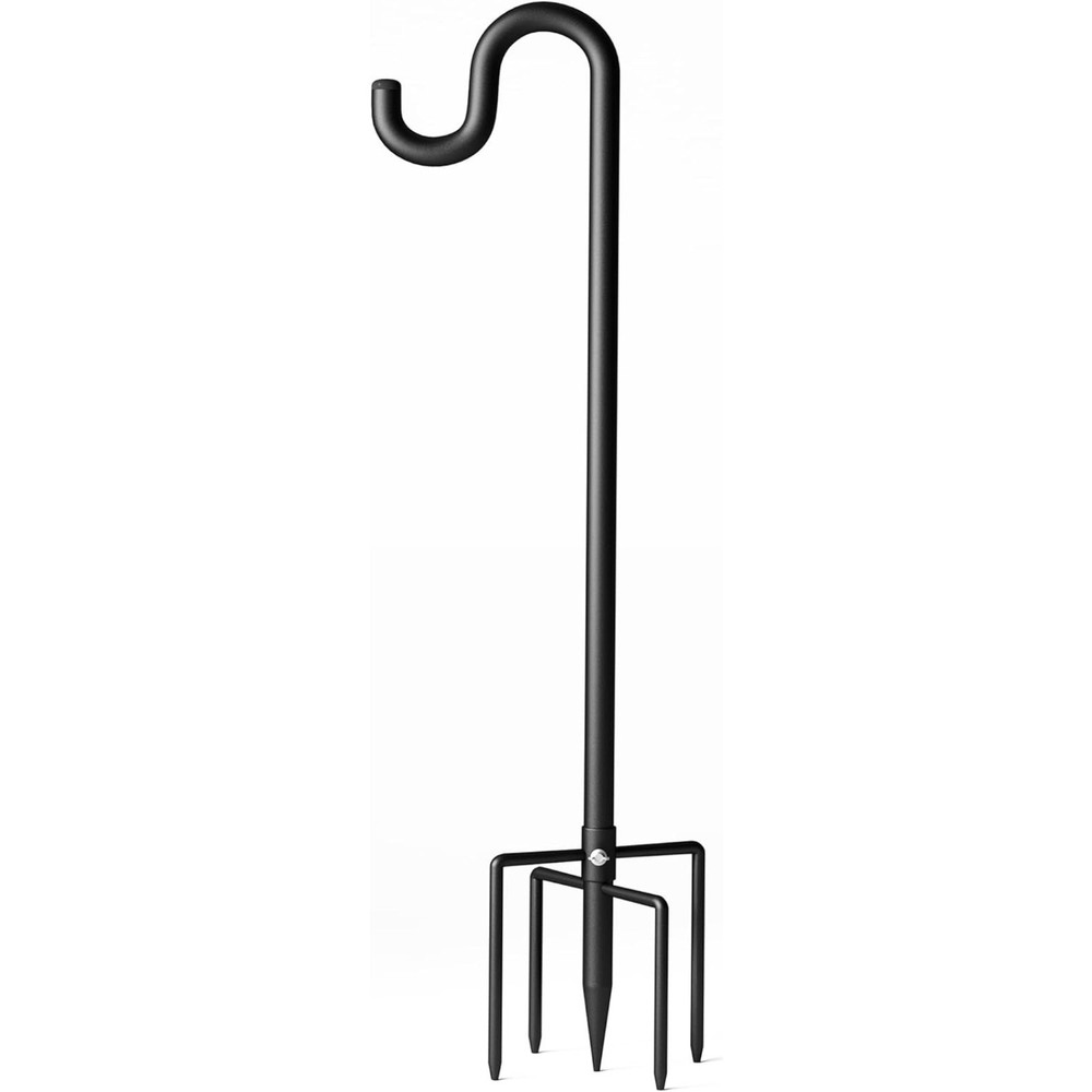 46" Single Shepherds Hook for Outdoor Bird Feeder Pole 5 Prong Base Multipurpose