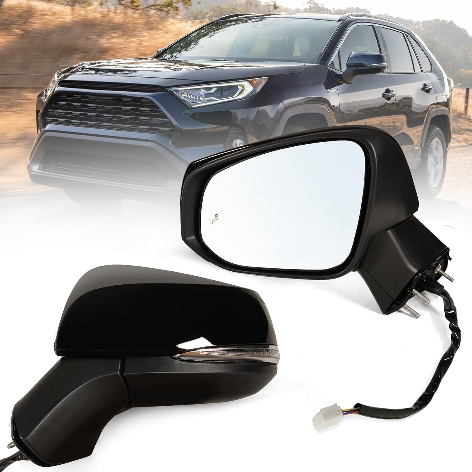 Left Driver Side Mirror Fits 2019-2025 Toyota Rav4 with Power Heated Turn Signal