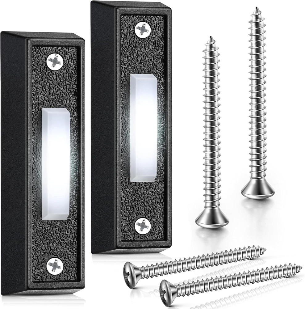 2 Pieces Lighted Doorbell Button, Wired Doorbell Push Button, Replacement Wall M