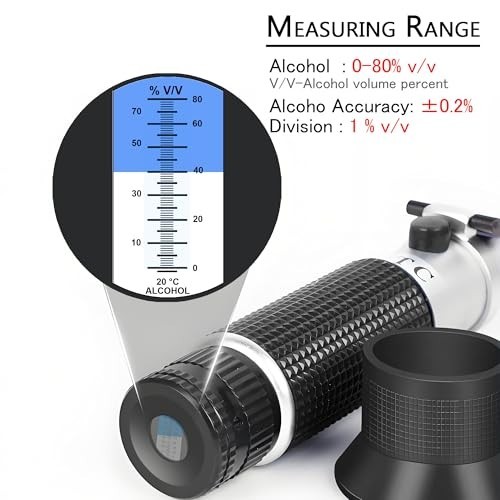 Handheld Alcohol Refractometer 0-80% Tester for Spirits, Whiskey, Brandy & Ethan