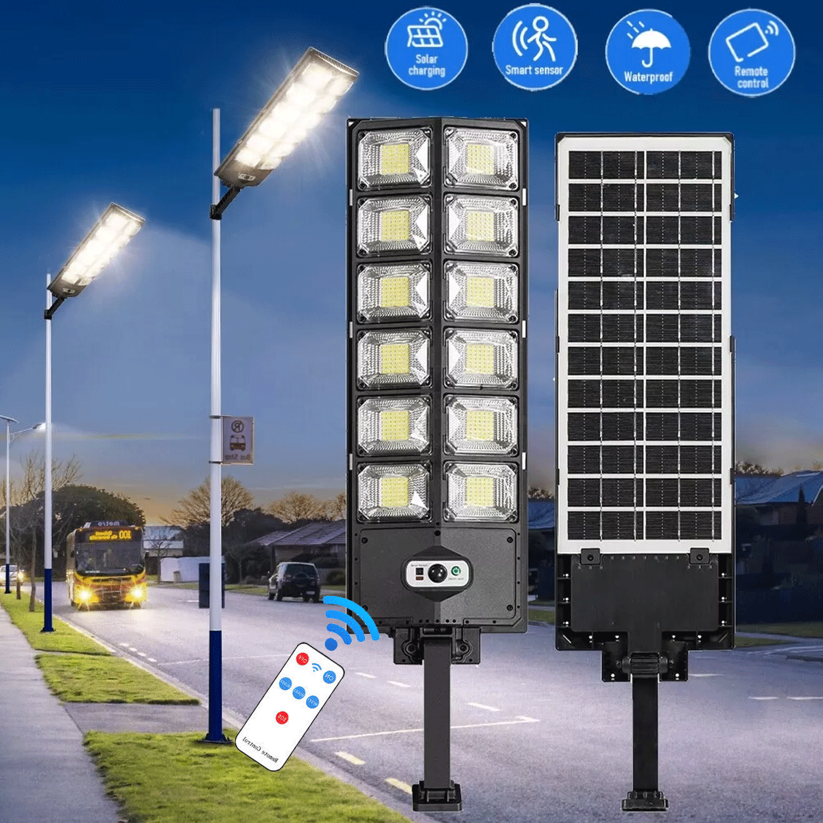 Commercial 1000000LM LED Outdoor Dusk to Dawn Solar Street Light Road Area Lamp