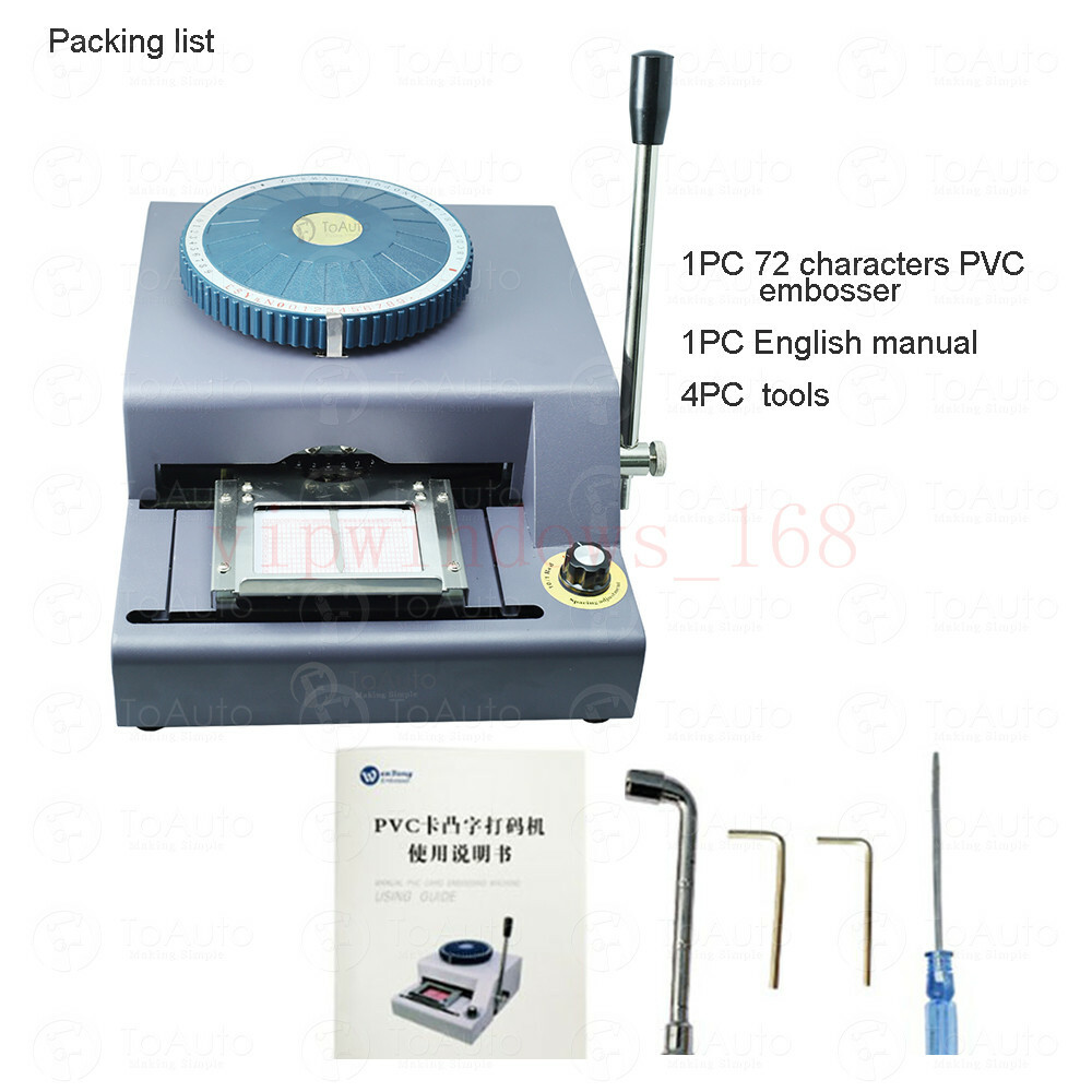 Manual Embosser Machine 72 Letter PVC VIP Card Code Printer Stamping Embossing