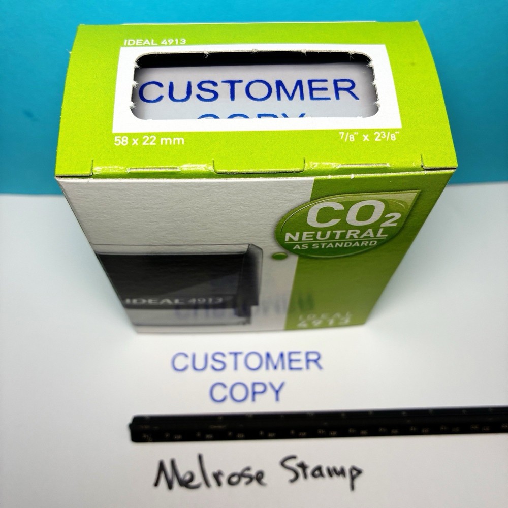 Customer Copy Rubber Stamp Blue Ink Self Inking Ideal 4913