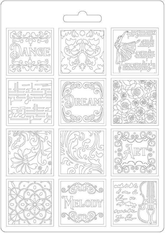 Stamperia Soft Maxi Mould A5 Patchwork Music, Passion