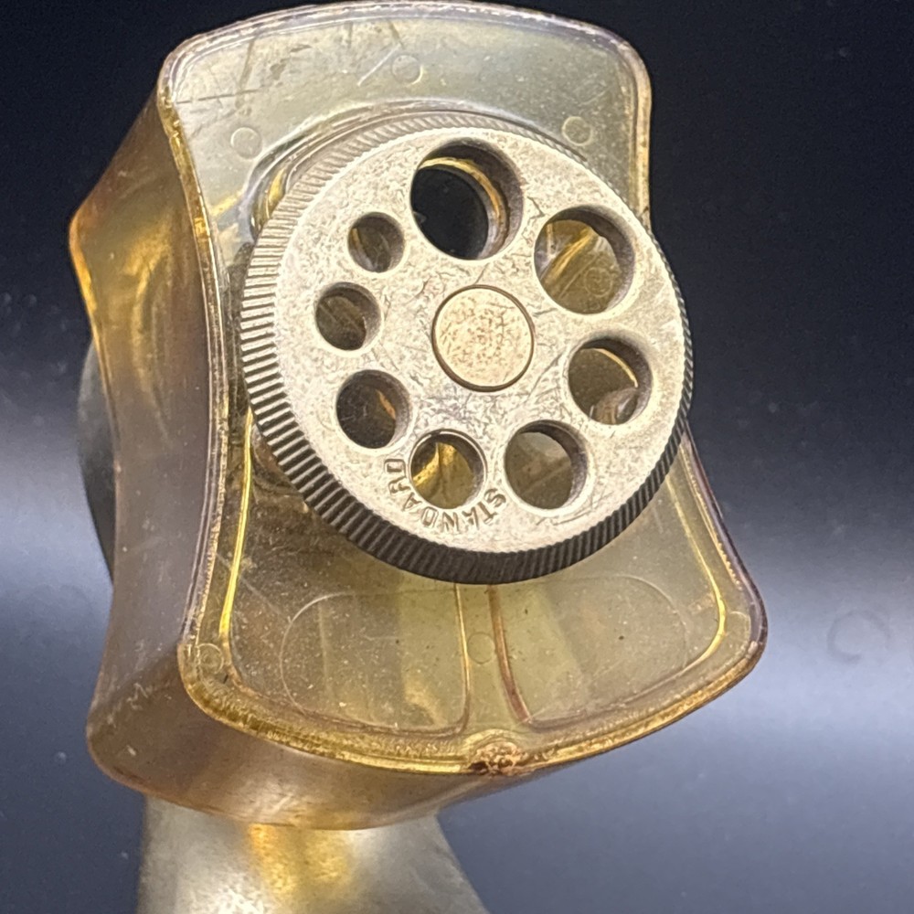 FUTURAMIC PENCIL SHARPENER Wall or Desk Mount Amber Brass