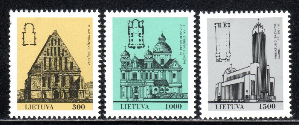 1993 Lithuania SC # 437-439 - Churches - M-NH
