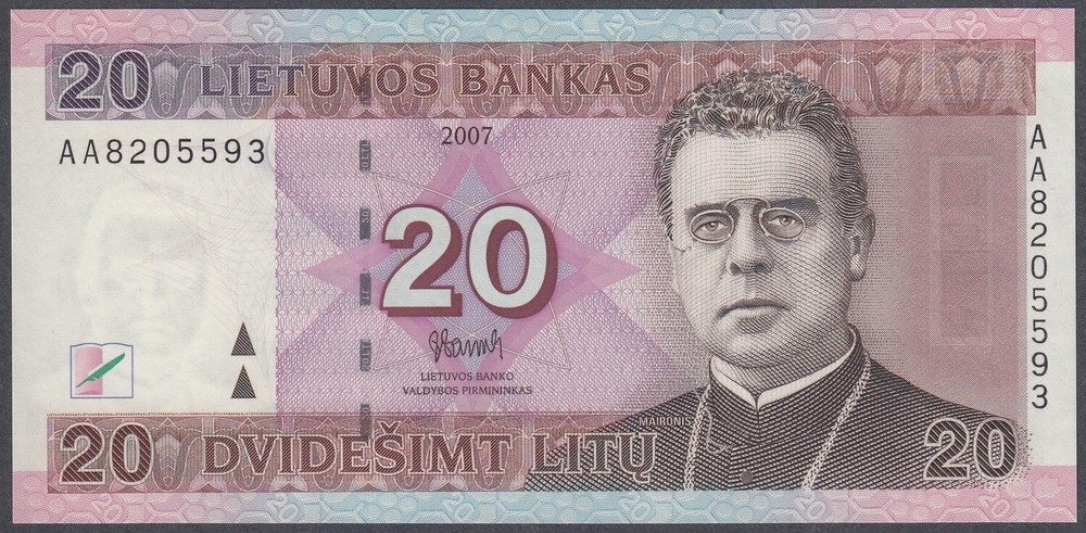 Lithuania 20 Litu 2007 UNC