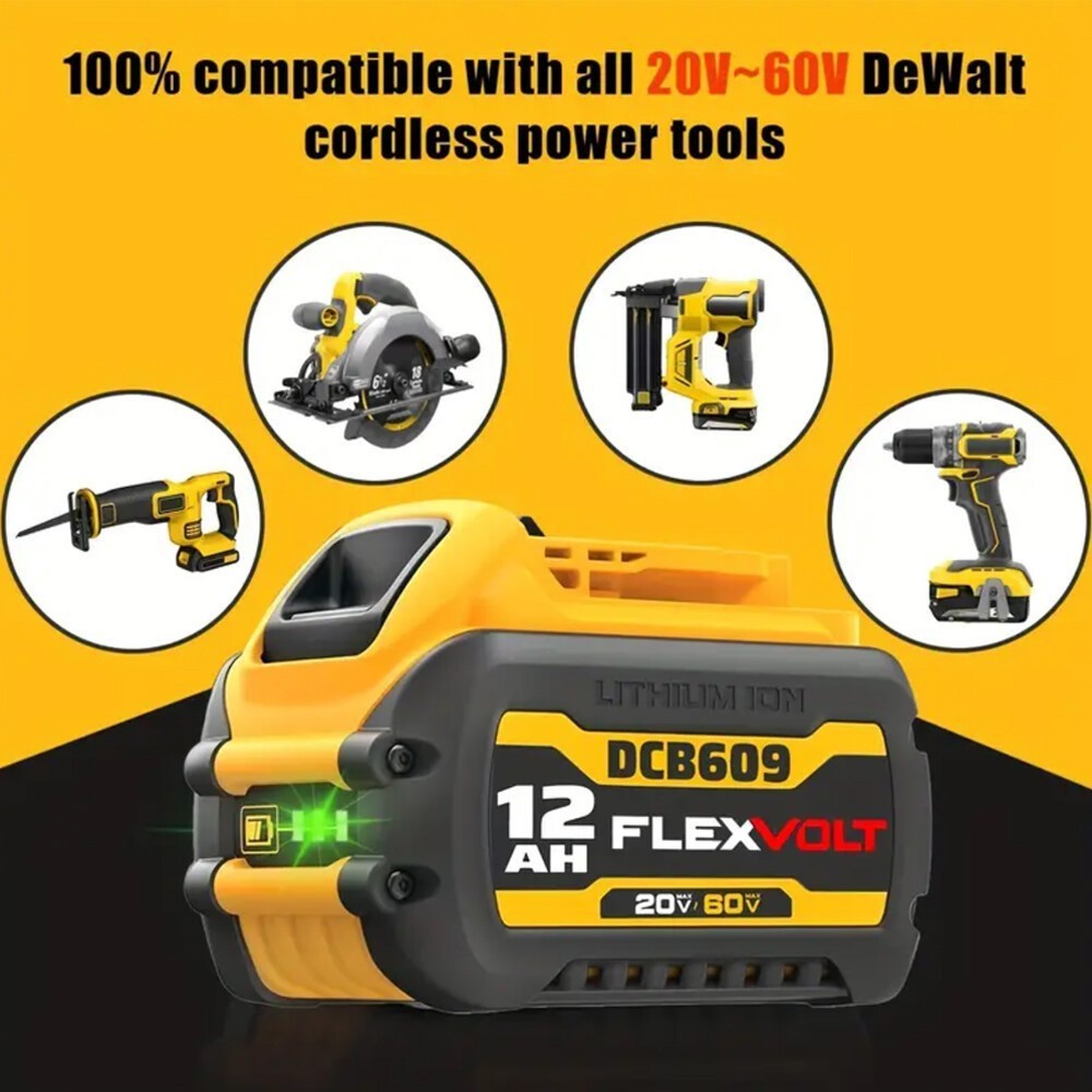 2Pack 12.0AH For DEWALT DCB612 20V/60V MAX FLEXVOLT Lithium-Ion Battery DCB609-2