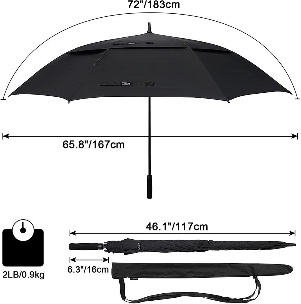 72 Inch Huge Large Oversize Golf Umbrella Automatic Open Double Canopy Windproof