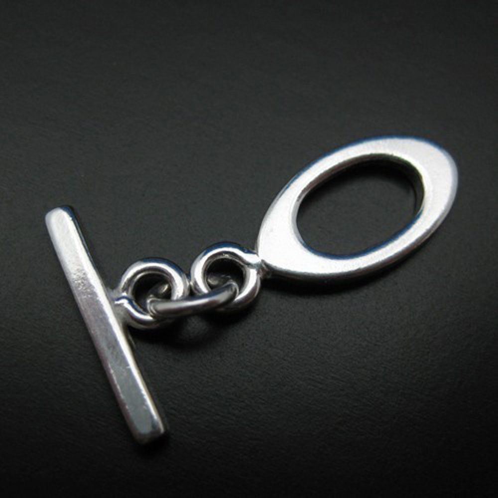 Sterling Silver Toggle, Clasp - Smooth Oval Shape (11mm - 1 Set)