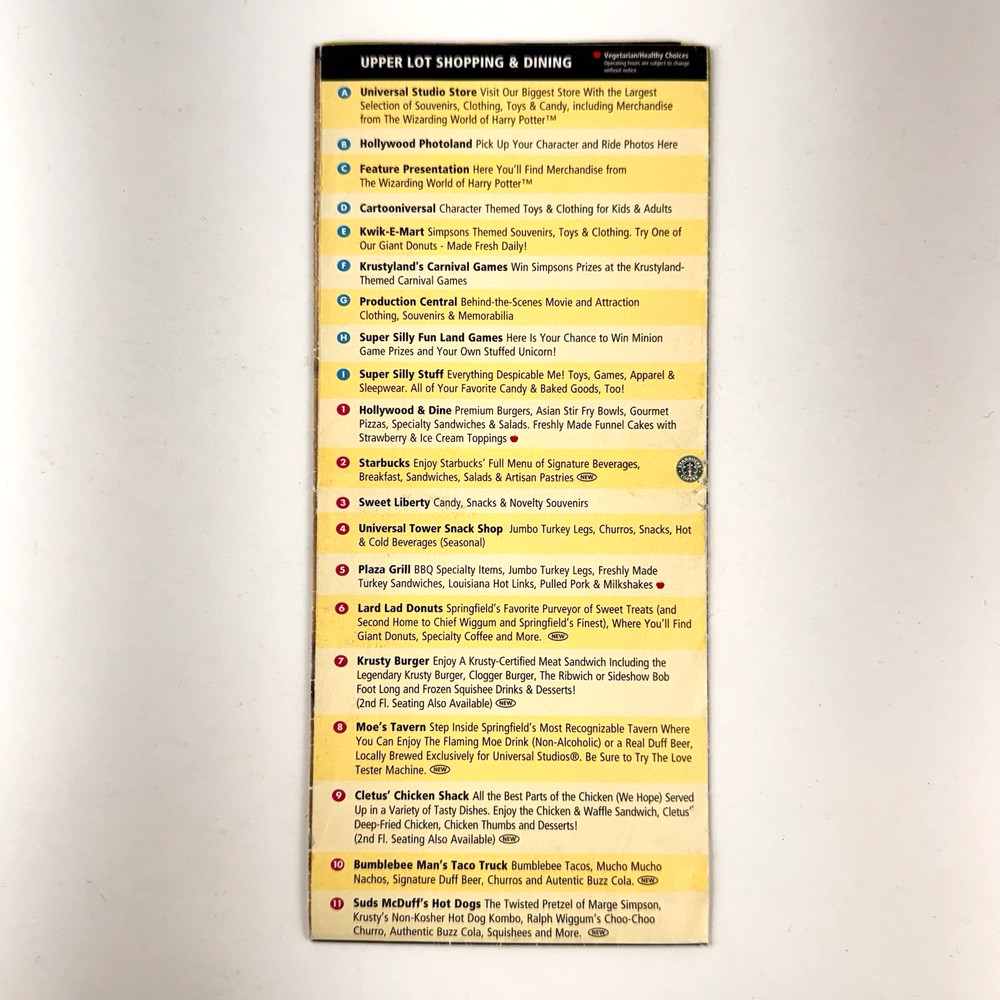 Universal Studios Hollywood - 2016 SOUVENIR STUDIO MAP -Wizarding World Potter