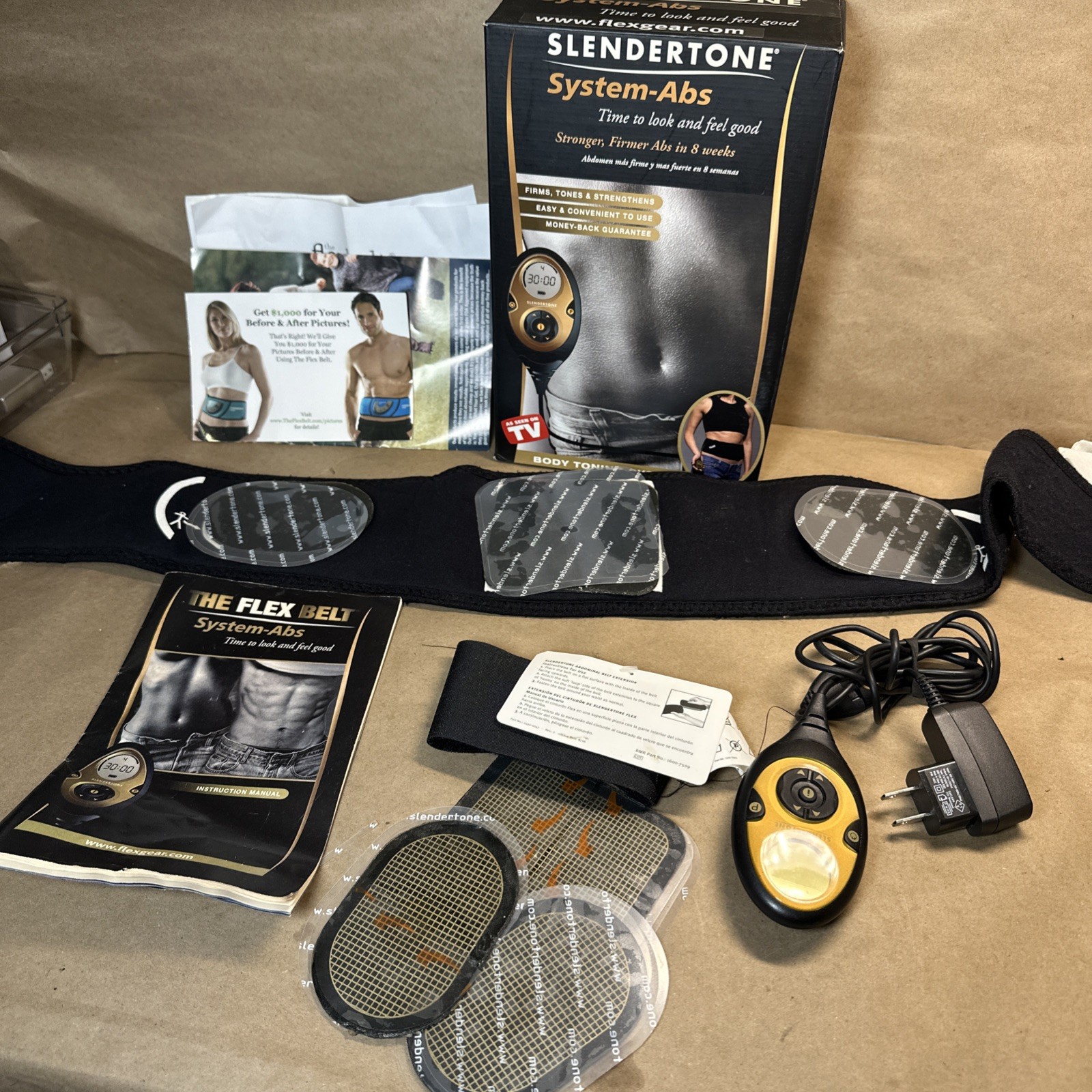 Dead BATTERY  Slendertone X-70 Ab Toning Belt Controller Charger  With Extra Gel