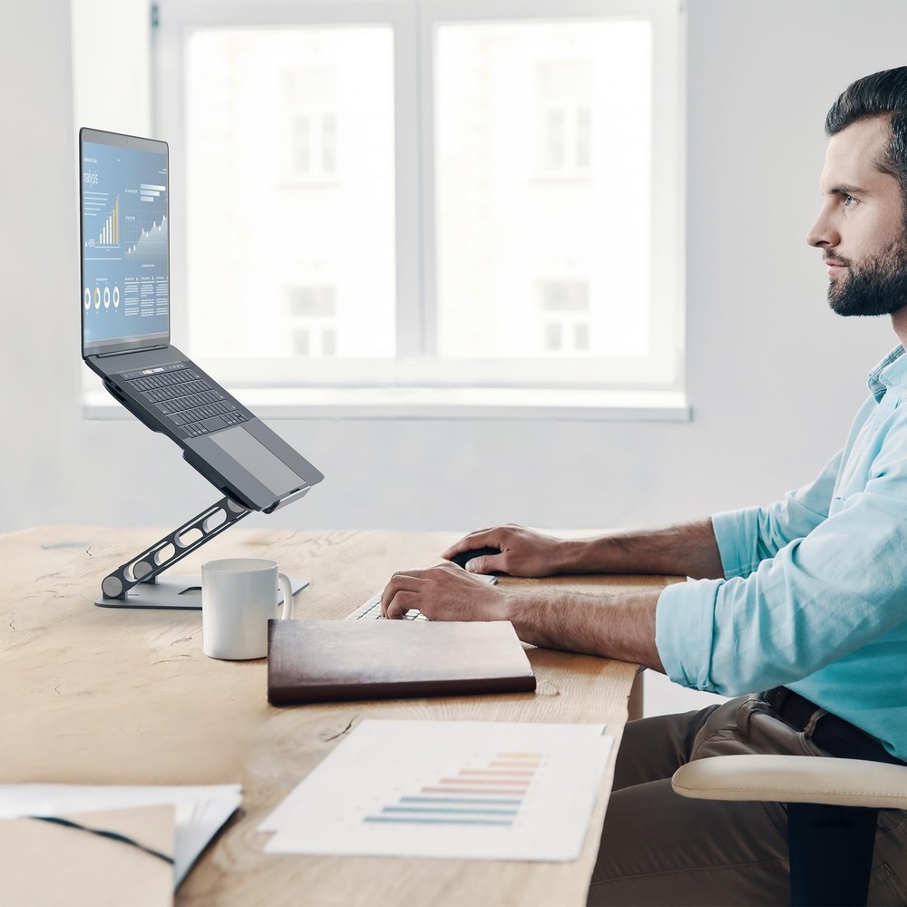 j5create Multi-Angle Aluminum Laptop Stand, Ergonomic Notebook Riser, Suitable