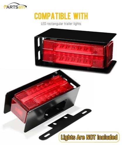 1 Set Rectangle Black Trailer Tail Light Mounting Box Left Right and License