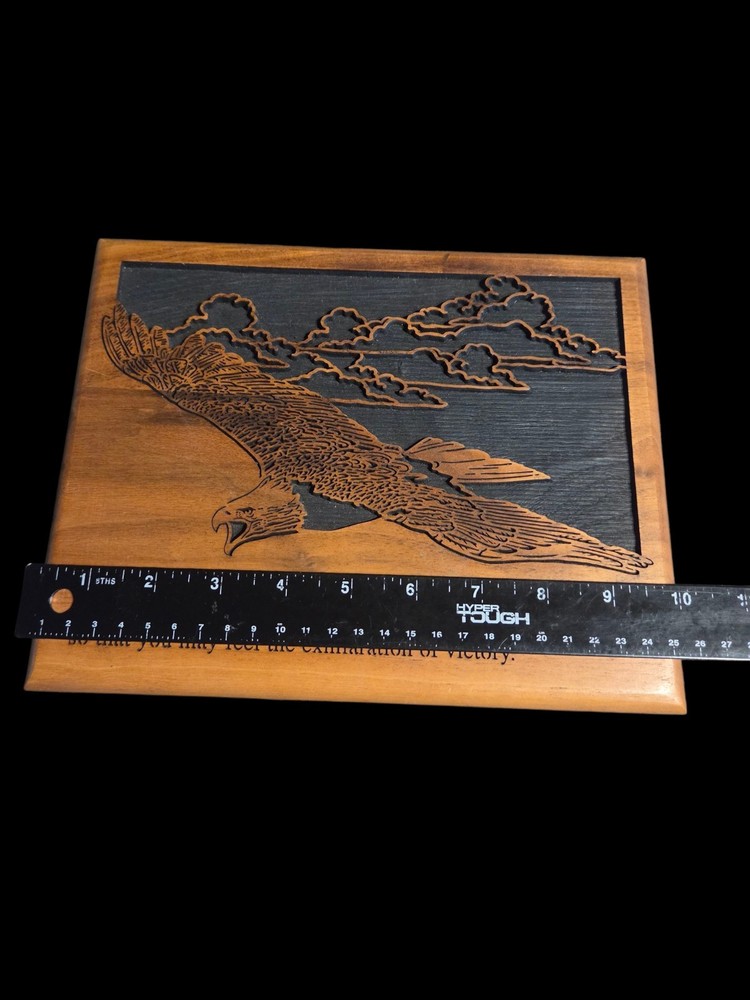 Laser Engraved Soaring Eagle 8x10 Wood Wall Decor"Accept the Challenges...
