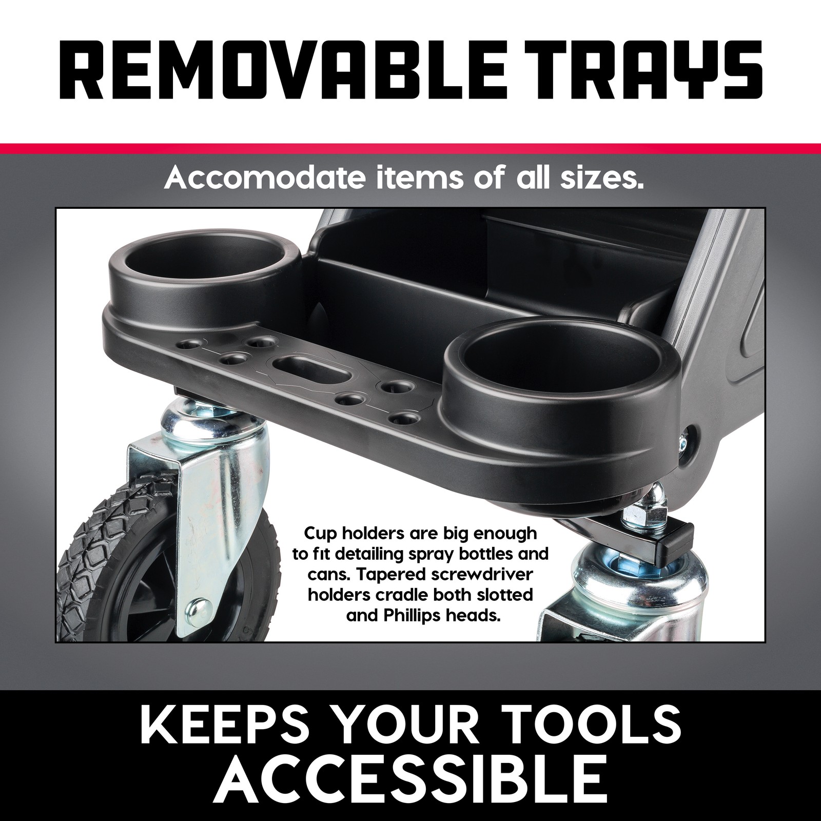 Powerbuilt Big Wheel Heavy Duty Mechanic's Rolling Seat - 642965ECE