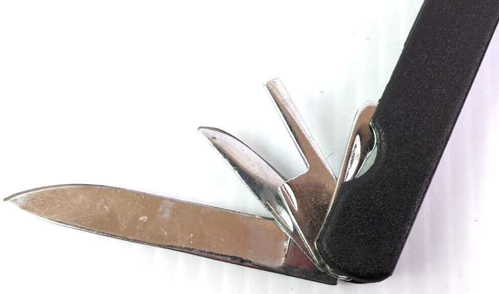 Stainless Steel Multi Tool Black Rubber Grip Folding 10 Function with Case