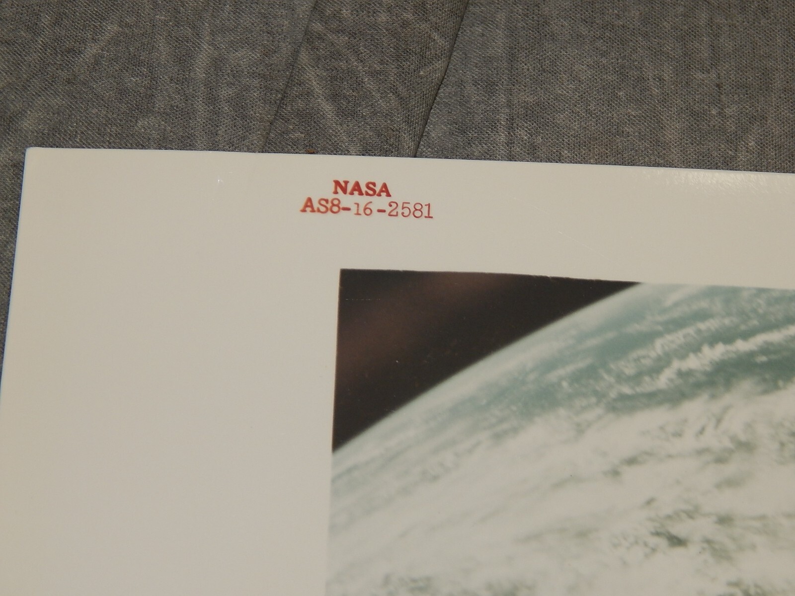 NASA Red Number Photo Apollo 8 Earth from Space AS8-16-2581 - TYPE 1 - A KODAK