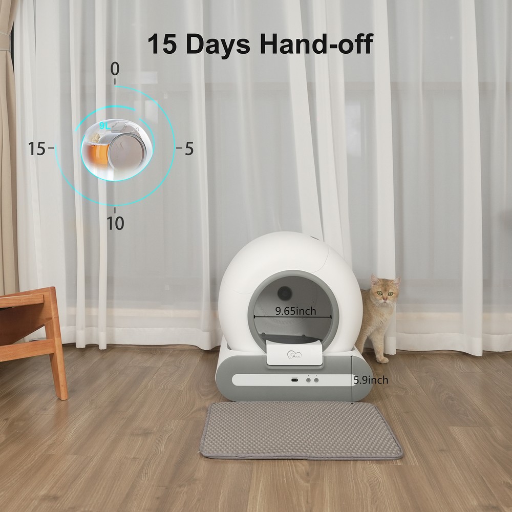 DOEl Self Cleaning Automatic Cat Litter Box 65L w/ Mat & Trash Bag APP Control