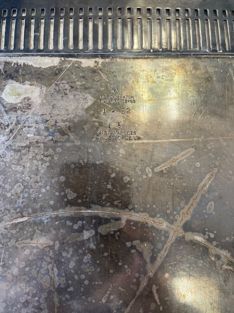 ANTIQUE HOTEL SILVER SOLDERED SERVING TRAY