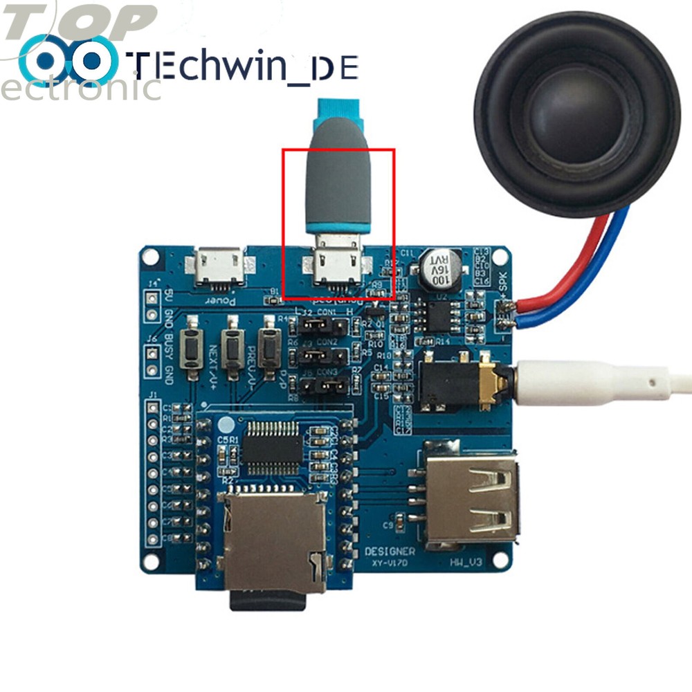 Mini MP3 Serial Voice Control Module MCU IO Control SD/TF Card Sound Module