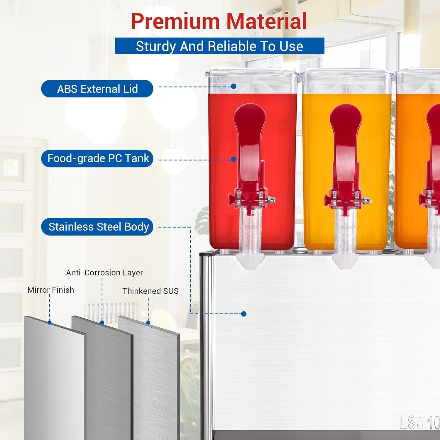 30L Commercial Beverage Dispenser 3 Tanks 7.93 Gallon Commercial Juice Dispenser