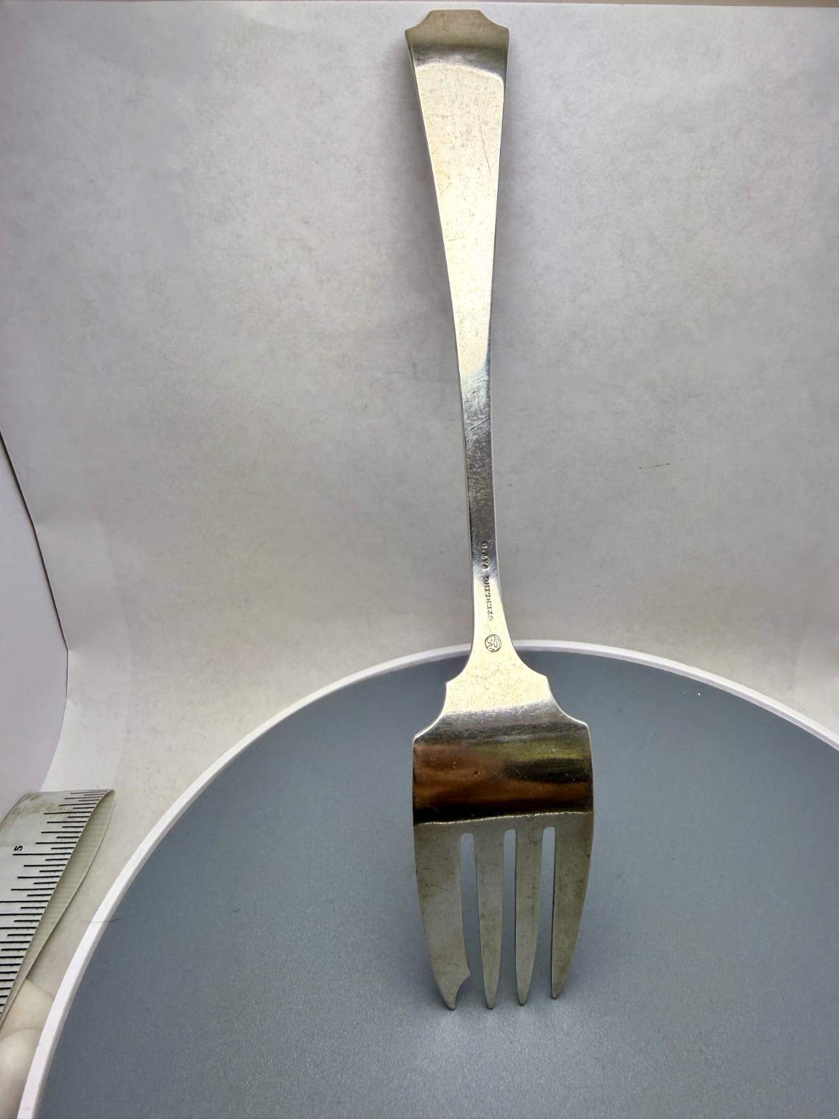 Durgin Fairfax Lg Individual Salad Fork 7.5" Sterling 43.6gm with monogram