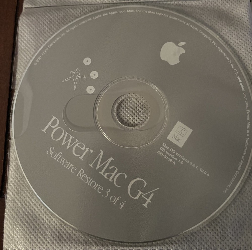 Apple Power Mac G4 Software Restore 1-4 Version 9.2.1, 10.1 CD Version 1.0