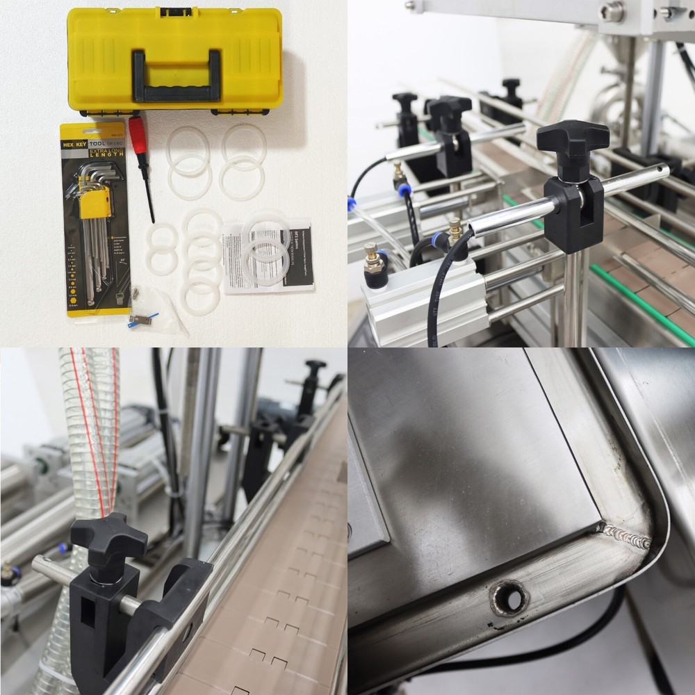 110V Double Nozzle Automatic Paste Liquid Filler 100-1000ml w/Conveyor System