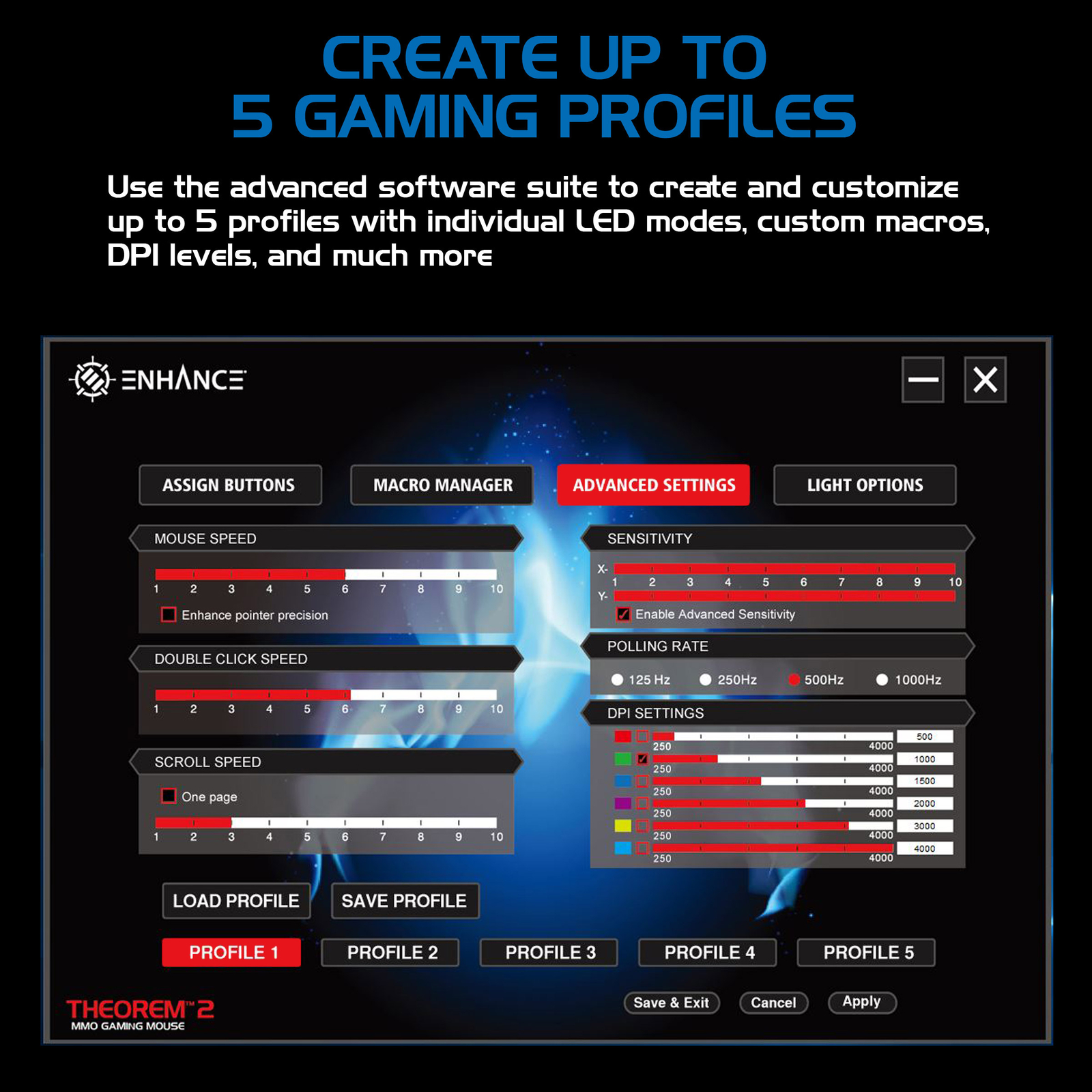 ENHANCE Theorem 2 MMO Gaming Mouse with 13 Programmable Side Buttons