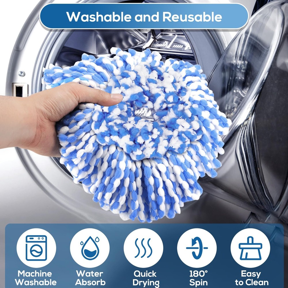 4 Pack RinseClean Spin Mop Replacement Head Spin Mop Refills Compatible with ...