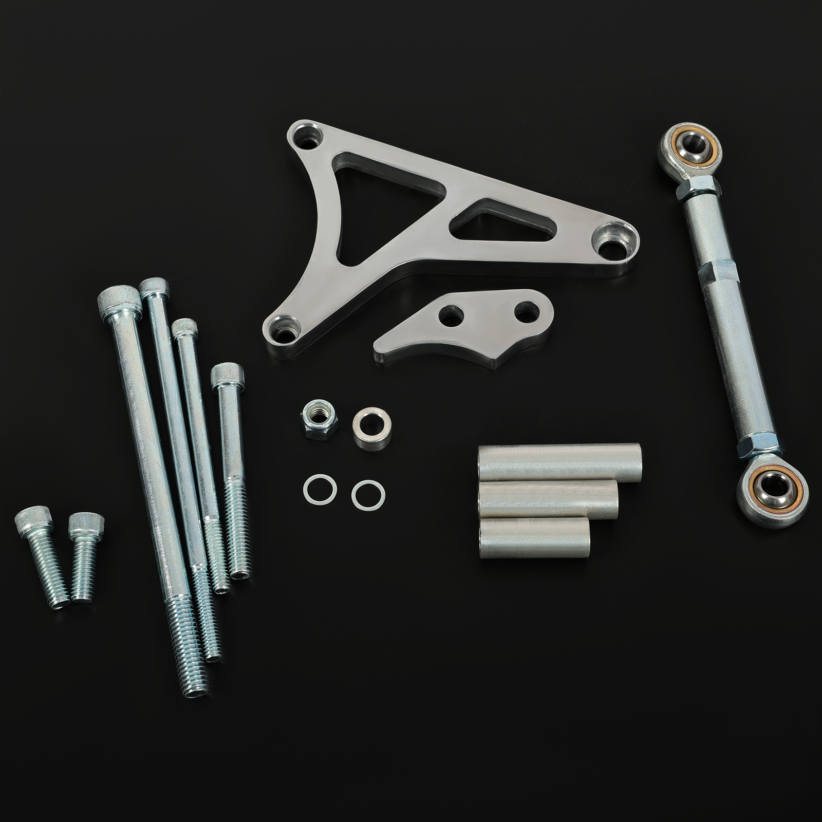 For Ford 289/302 5.0L V8 68-1993 Silver Aluminum Alternator Bracket +Tension Rod