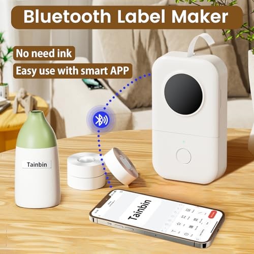 D30 Label Maker, Bluetooth Wireless Mini Label Maker Machine, White Classic