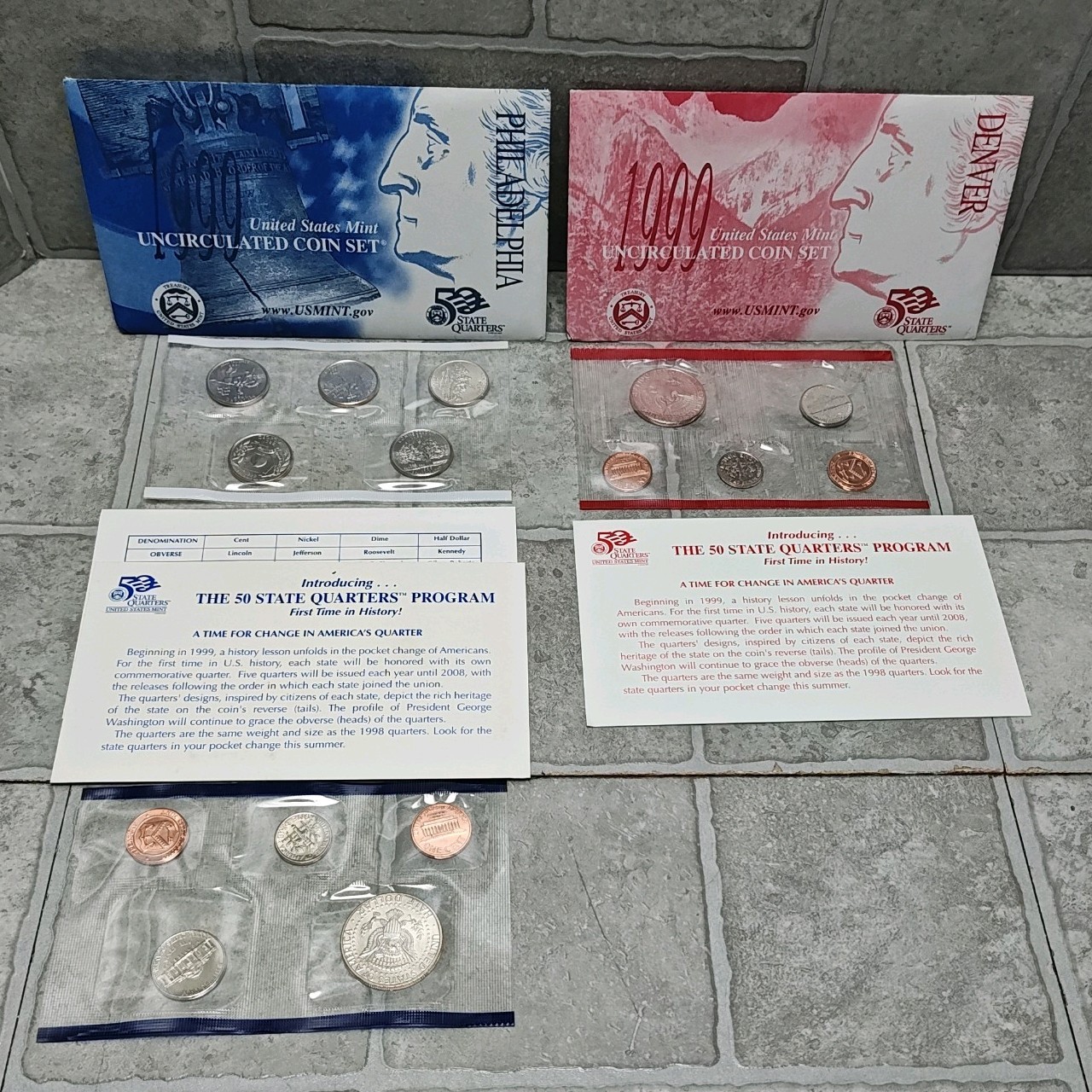 1999 United States US Mint Set 18 Coin P & D Uncirculated Coin Set OGP & COA