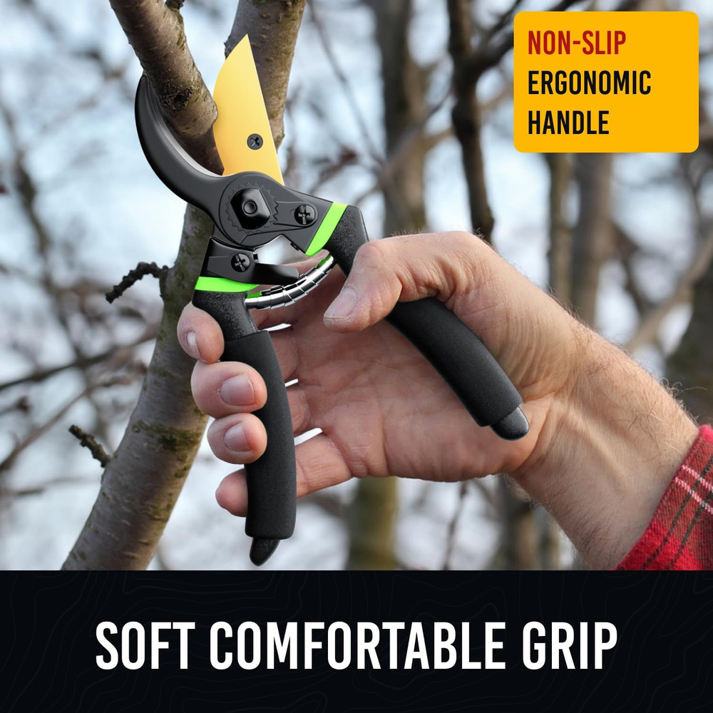 Ultra Sharp Japanese Steel Pruning Shears - Cuts 3X Easier, Weak Hand Arthrit...