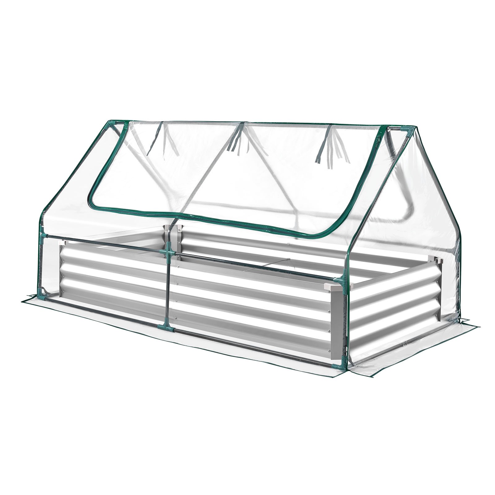 Uimoso Metal Raised Garden Bed with PE Greenhouse Cover, 6x 3 x 1 ft Planter Box