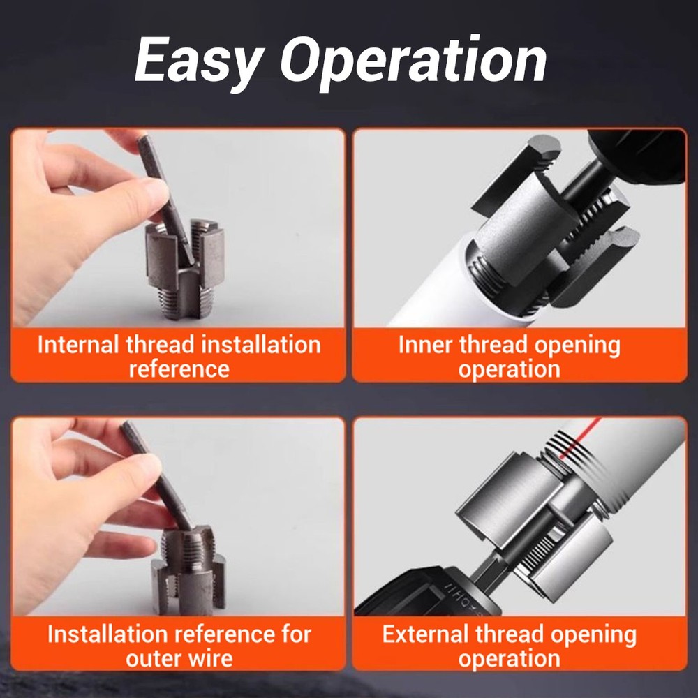 PVC Pipe Threader Kit: Integrated Internal/External Cutting Tool for Pipes